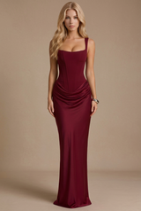 Octavia Corset Maxi Dress - Burgundy