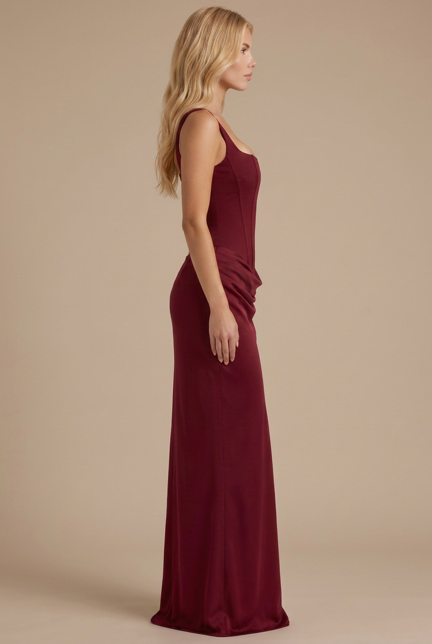 Octavia Corset Maxi Dress - Burgundy