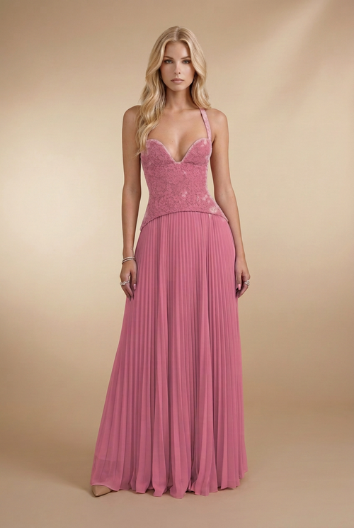Anneliese Lace Maxi Dress - Pink